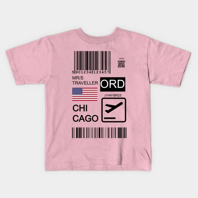 Chicago USA travel ticket Kids T-Shirt by Travellers